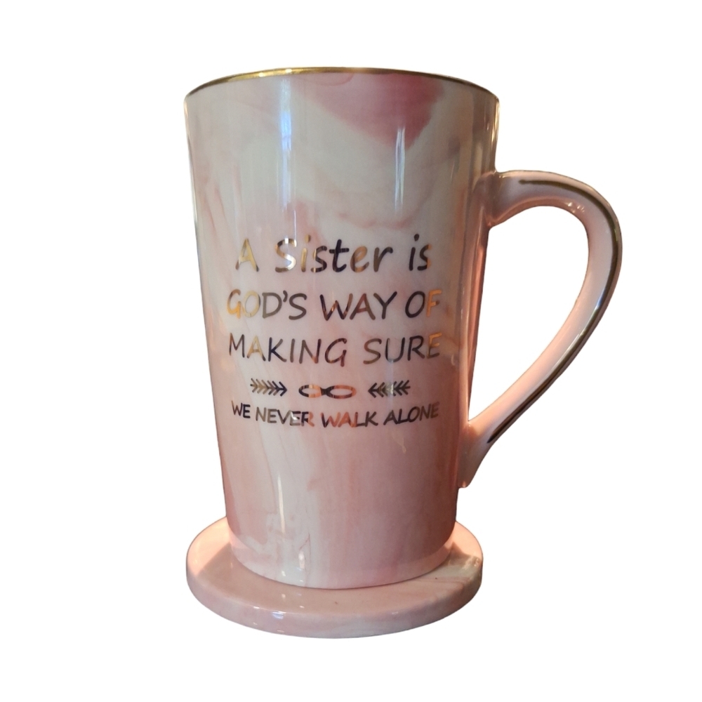A Sister Is God's Way...Pink Mug With Coaster